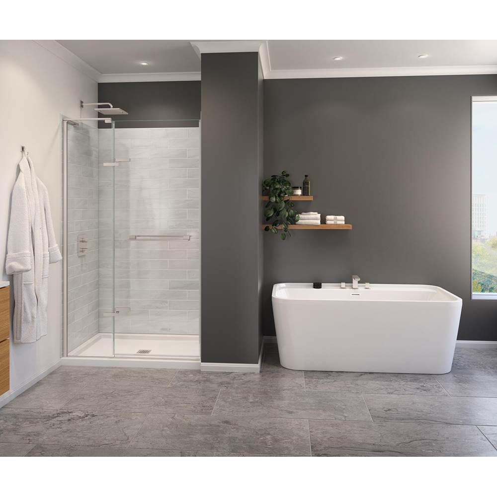 Maax - Capella 78 44-47 x 78 in. 8 mm Pivot Shower Door for Alcove Installation with GlassShield glass in Brushed Nickel