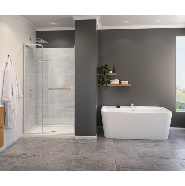 Maax - Capella 78 44-47 x 78 in. 8 mm Pivot Shower Door for Alcove Installation with GlassShield glass in Brushed Nickel