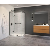 Capella 78 44-47 x 78 in. 8 mm Pivot Shower Door for Alcove Installation with GlassShield glass in Matte Black