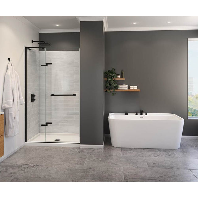 Maax - Capella 78 44-47 x 78 in. 8 mm Pivot Shower Door for Alcove Installation with GlassShield glass in Matte Black