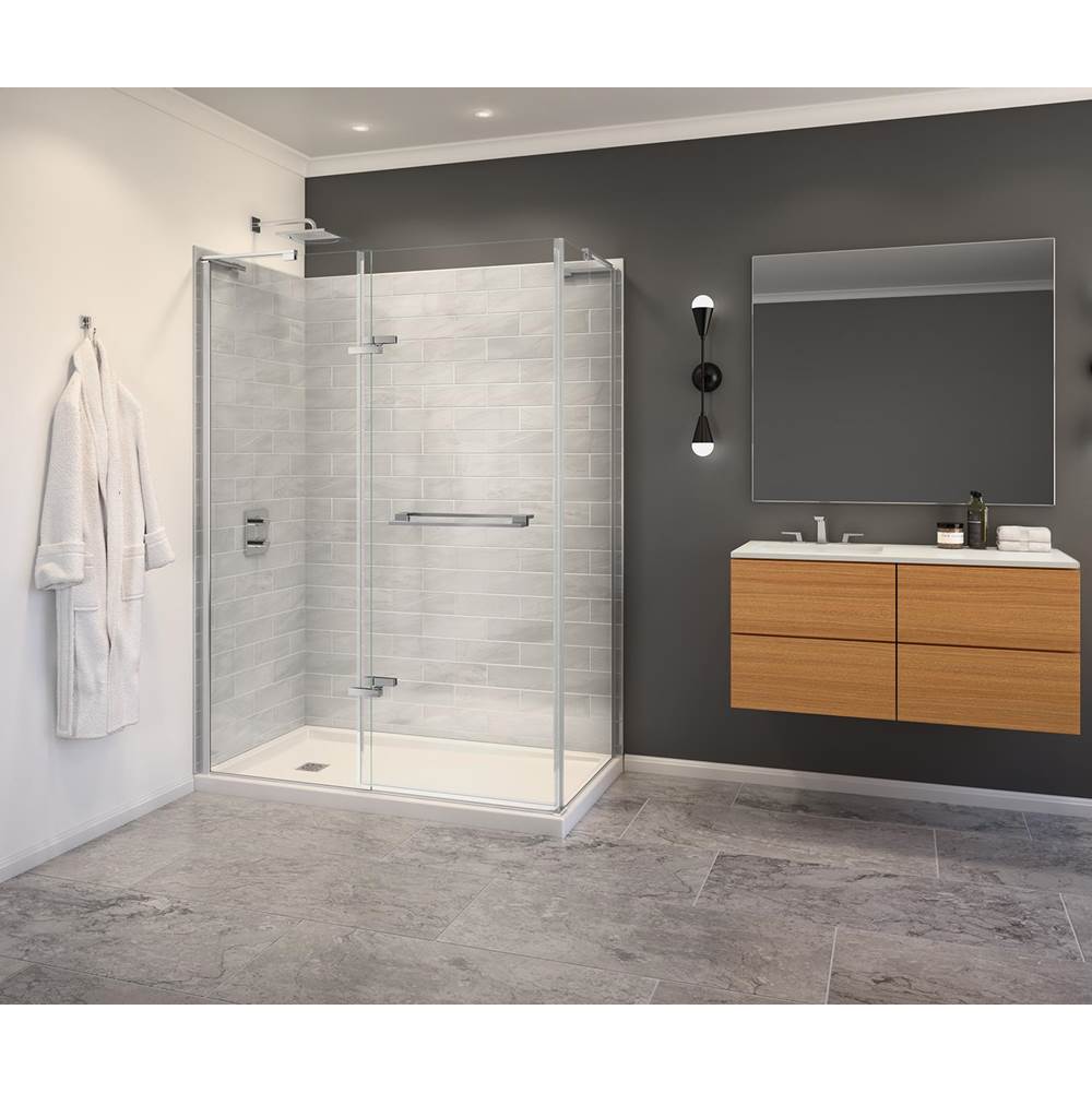 Capella 78 56-59 x 78 in. 8 mm Pivot Shower Door for Alcove Installation with GlassShield glass in Chrome