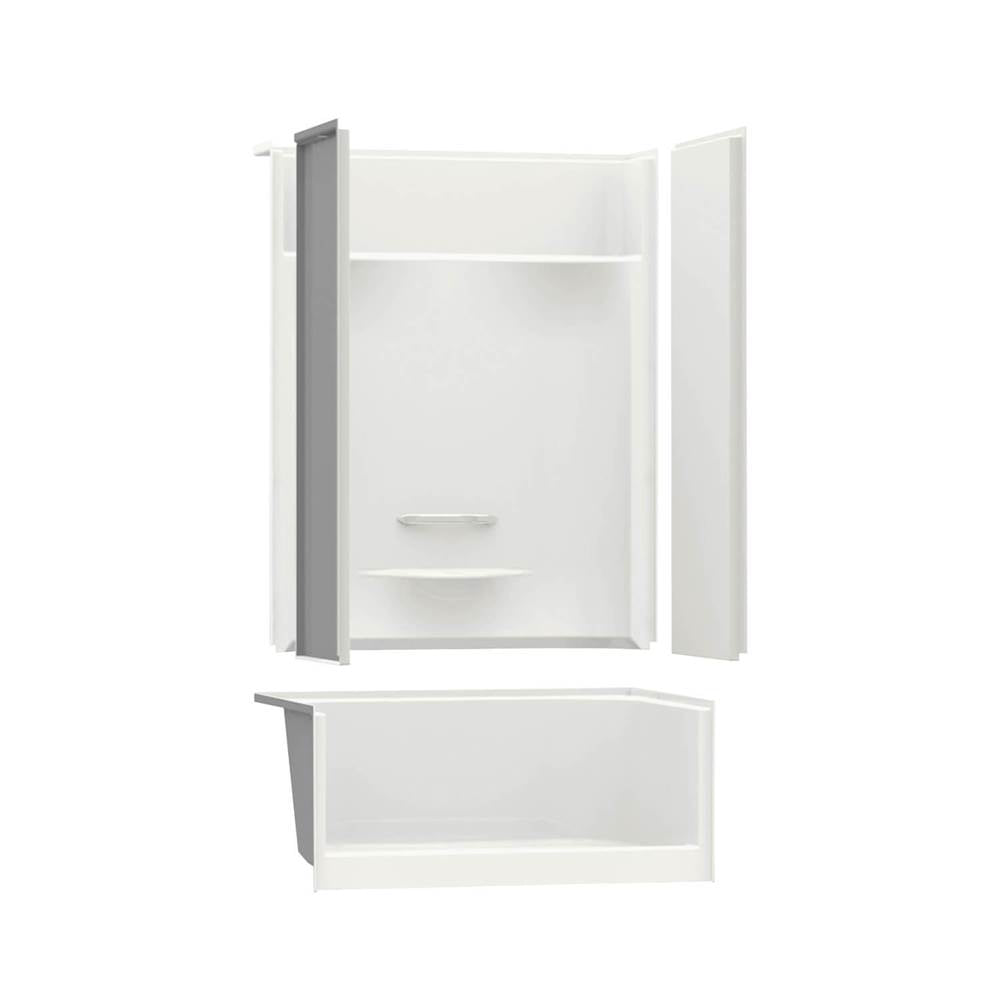 KDS 3448 AFR AcrylX Alcove Center Drain Four-Piece Shower in White