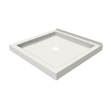 B3Round 3636 Acrylic Wall Mounted Shower Base in White with Center Drain