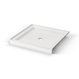 B3Round 3636 Acrylic Alcove Shower Base in White with Anti-slip Bottom with Center Drain