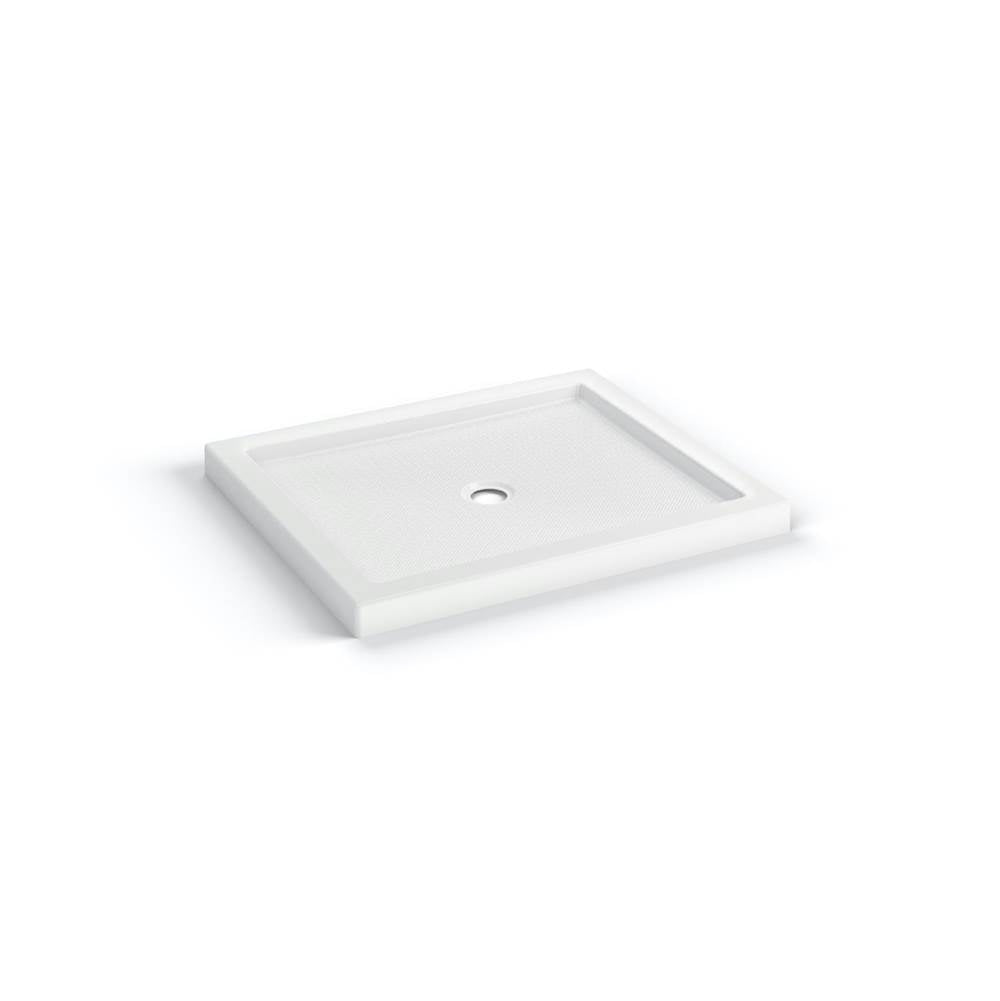 B3Round 4832 Acrylic Corner Left Shower Base in White with Anti-slip Bottom with Center Drain