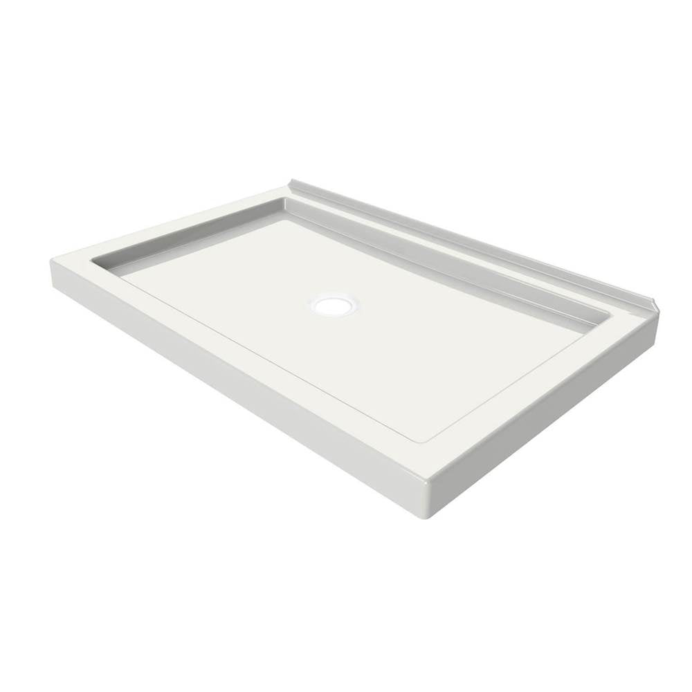B3Round 4834 Acrylic Wall Mounted Shower Base in White with Center Drain
