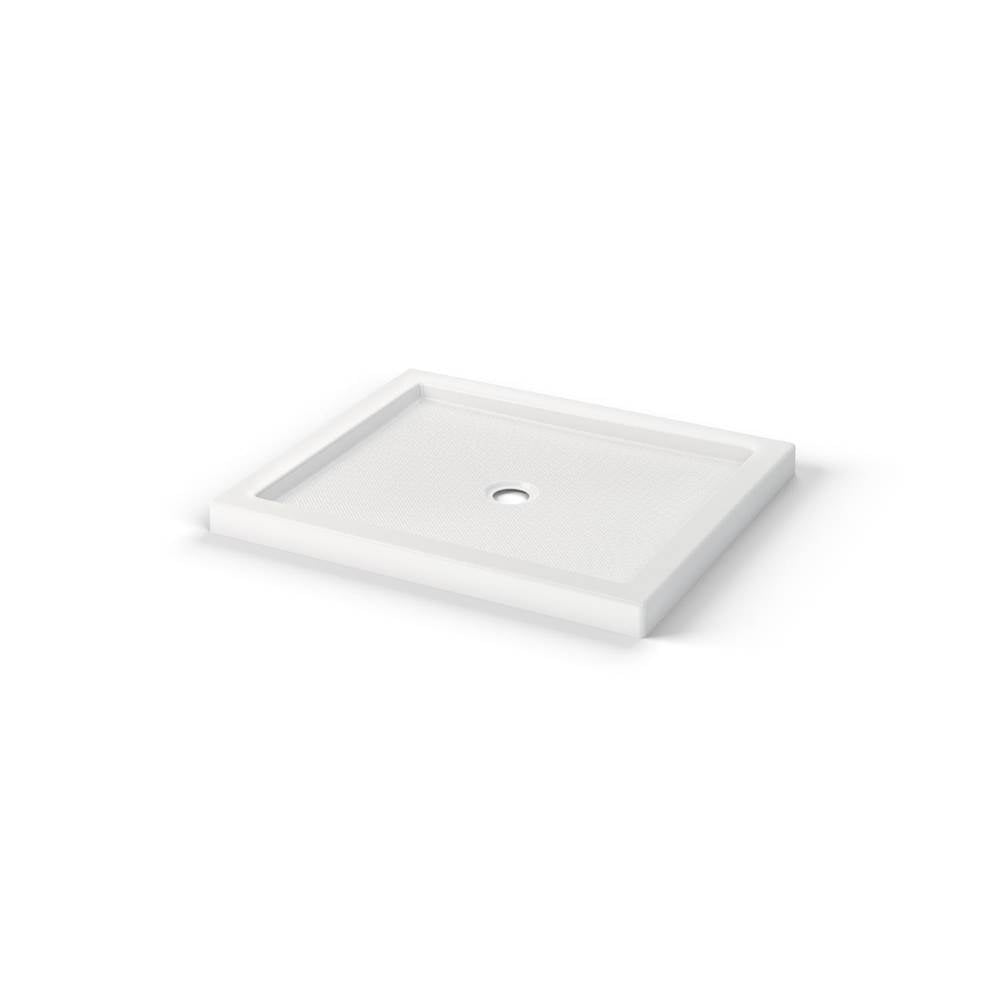 B3Round 4834 Acrylic Alcove Shower Base in White with Anti-slip Bottom with Center Drain