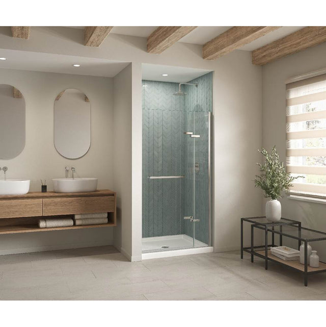 Maax - B3Round 4834 Acrylic Alcove Shower Base in White with Anti-slip Bottom with Center Drain - White
