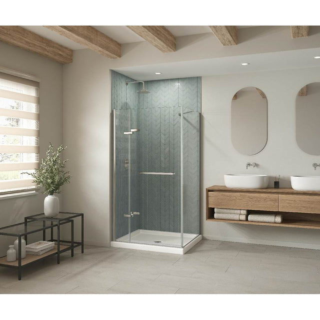 Maax - B3Round 4834 Acrylic Corner Left Shower Base in White with Anti-slip Bottom with Center Drain - White