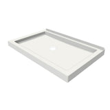 B3Round 4836 Acrylic Wall Mounted Shower Base in White with Center Drain
