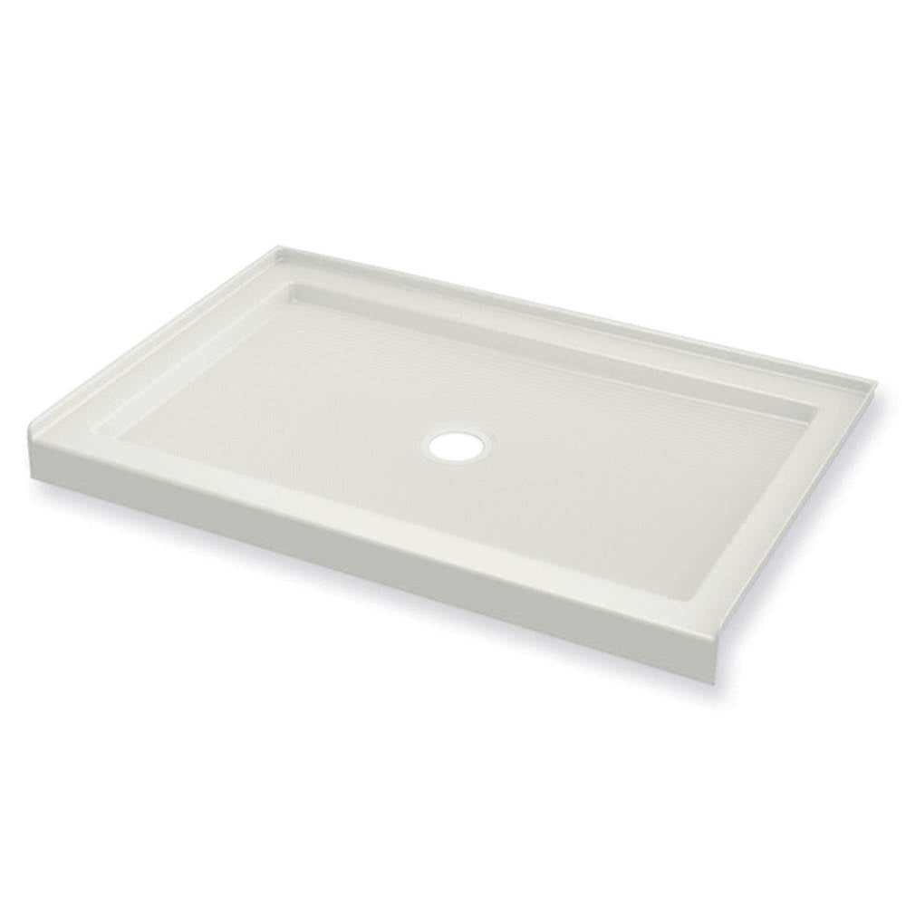 B3Round 4836 Acrylic Alcove Shower Base in White with Anti-slip Bottom with Center Drain