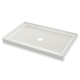 B3Round 4836 Acrylic Alcove Shower Base in White with Anti-slip Bottom with Center Drain
