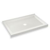 B3Round 4836 Acrylic Corner Left Shower Base in White with Anti-slip Bottom with Center Drain