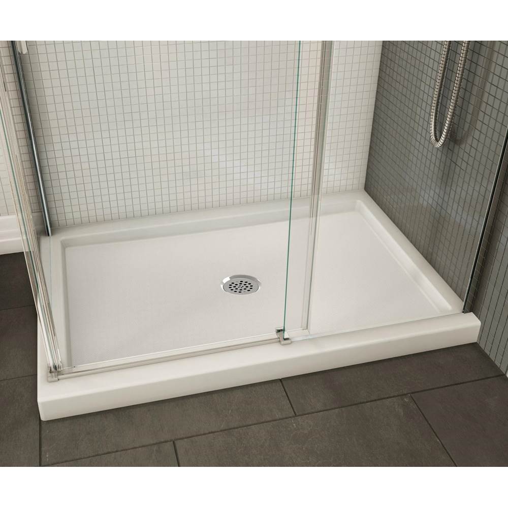 B3Round 4836 Acrylic Corner Right Shower Base in White with Anti-slip Bottom with Center Drain
