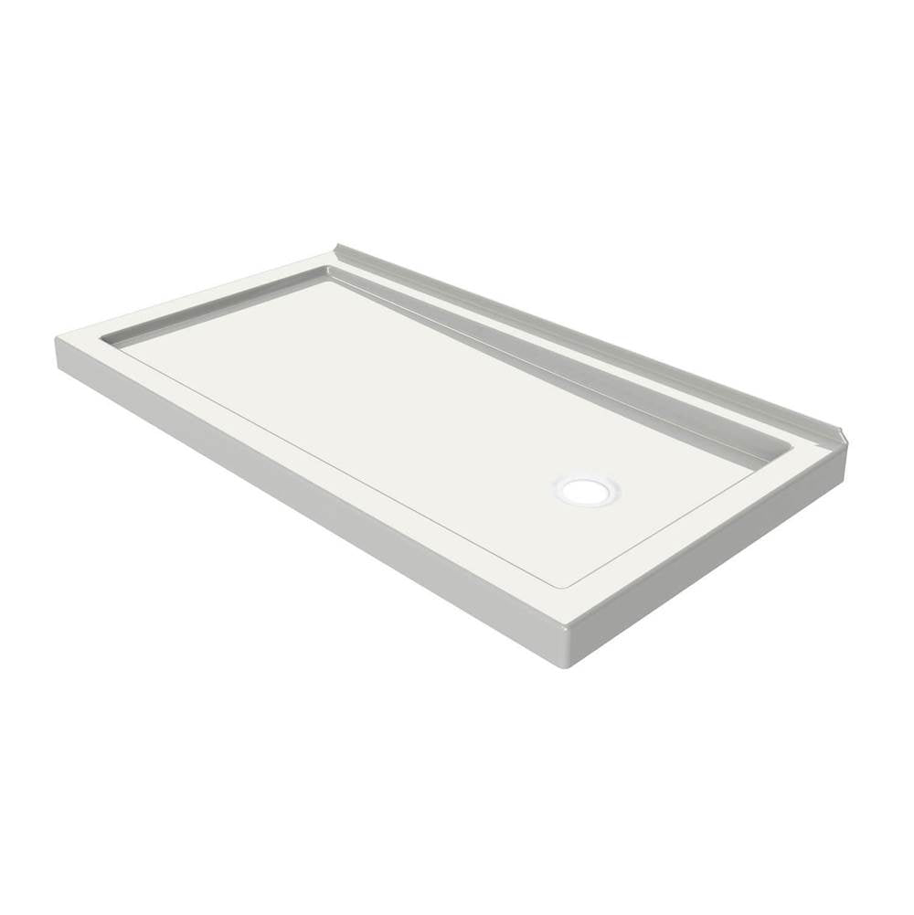 B3Round 6030 Acrylic Wall Mounted Shower Base in White with Left-Hand Drain
