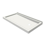 B3Round 6030 Acrylic Wall Mounted Shower Base in White with Left-Hand Drain