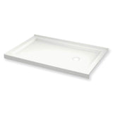 B3Round 6030 Acrylic Corner Right Shower Base in White with Anti-slip Bottom with Right-Hand Drain