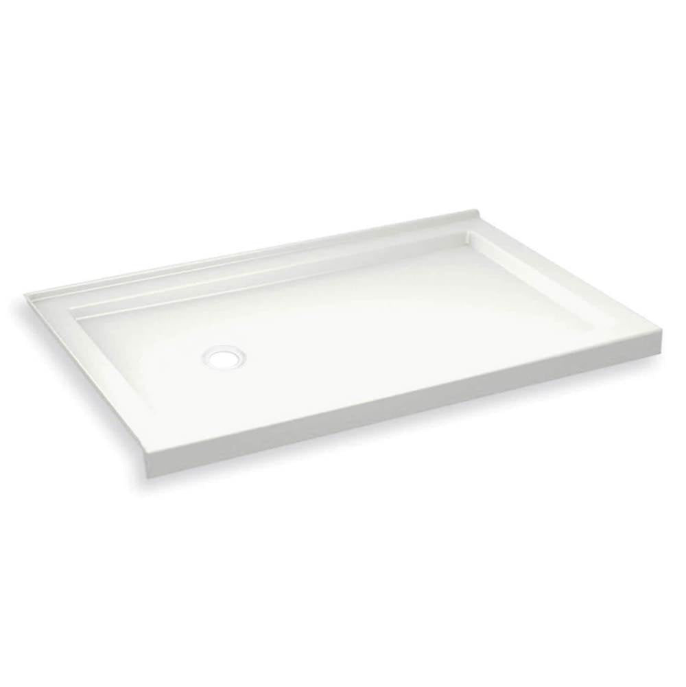 B3Round 6032 Acrylic Corner Left Shower Base in White with Left-Hand Drain