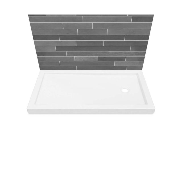 Maax - B3Round 6032 Acrylic Wall Mounted Shower Base in White with Left-Hand Drain - White