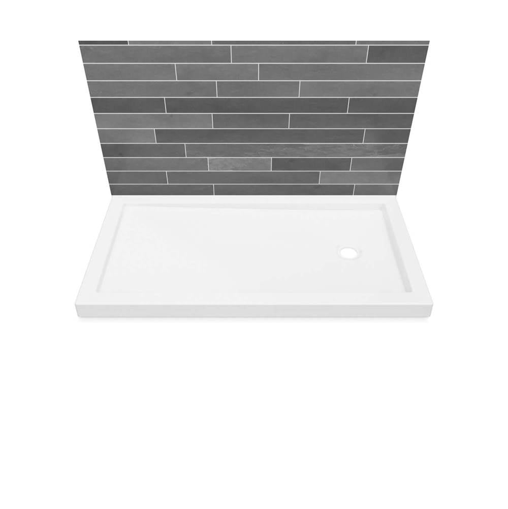 Maax - B3Round 6032 Acrylic Wall Mounted Shower Base in White with Right-Hand Drain - White