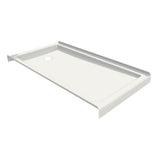 B3Round 6032 Acrylic Tunnel Shower Base in White with Back End Drain