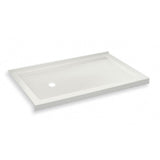 B3Round 6032 Acrylic Corner Left Shower Base in White with Anti-slip Bottom with Left-Hand Drain