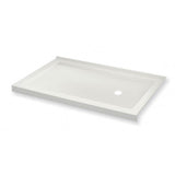 B3Round 6032 Acrylic Corner Right Shower Base in White with Anti-slip Bottom with Right-Hand Drain