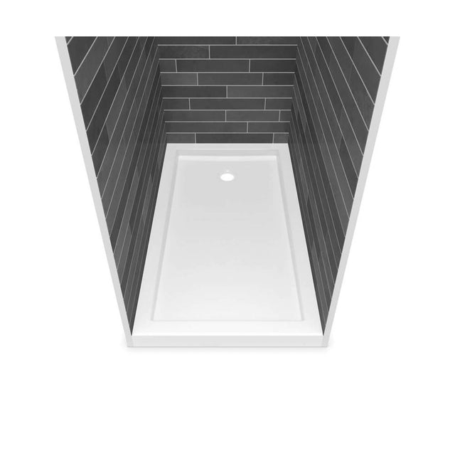 Maax - B3Round 6036 Acrylic Alcove Deep Shower Base in White with Back End Drain - White