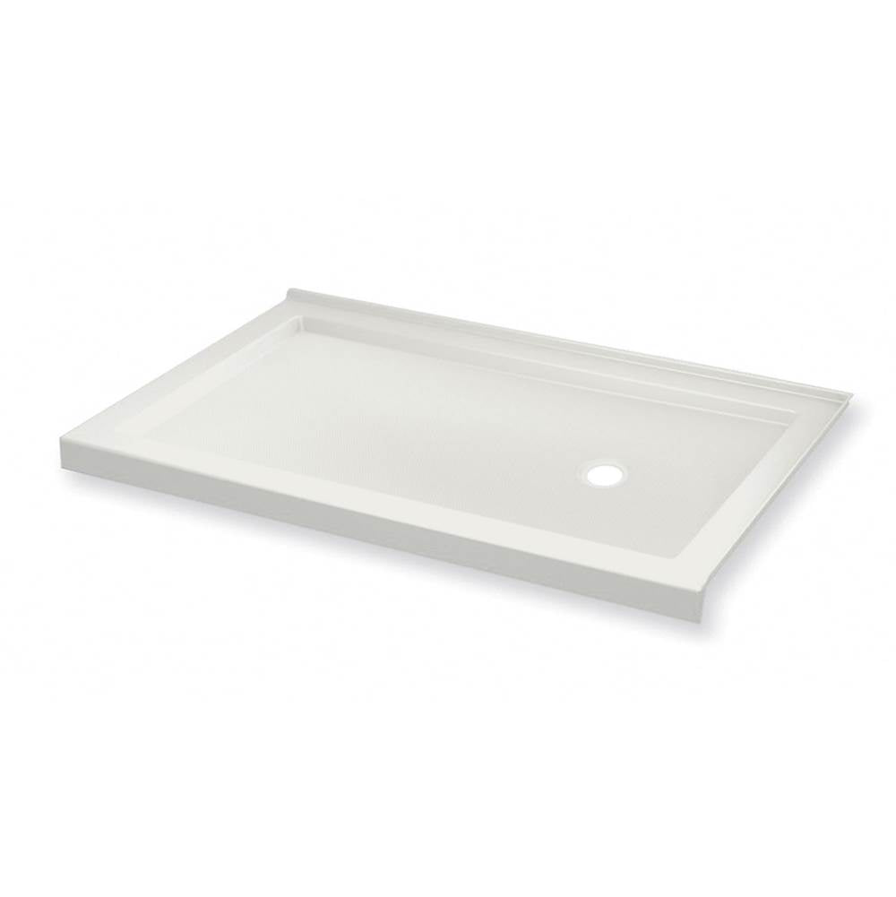 B3Round 6036 Acrylic Corner Right Shower Base in White with Anti-slip Bottom with Center Drain