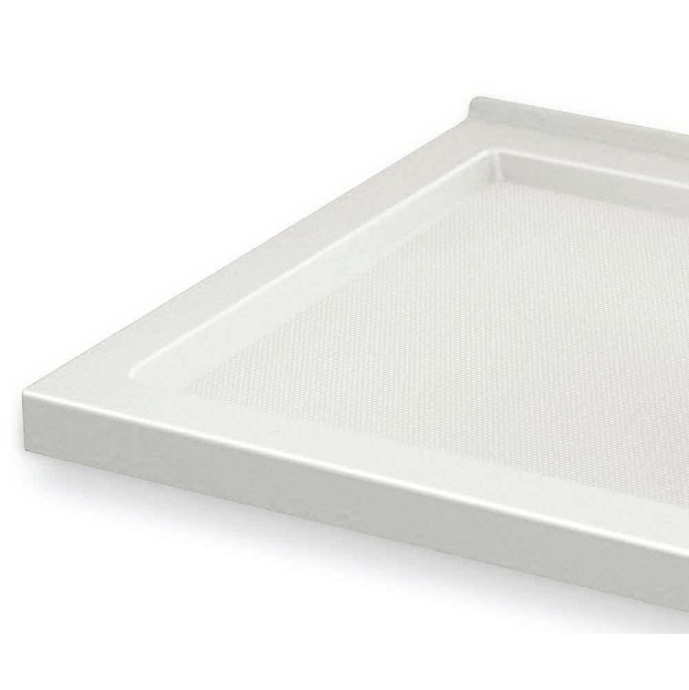B3Round 6036 Acrylic Corner Right Shower Base in White with Anti-slip Bottom with Center Drain