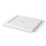 B3Round 4236 Acrylic Alcove Shower Base in White with Anti-slip Bottom with Center Drain