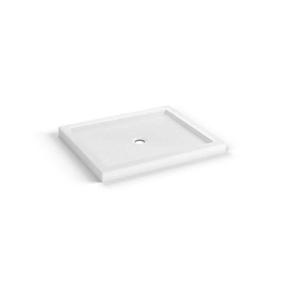 B3Round 4236 Acrylic Corner Left Shower Base in White with Anti-slip Bottom with Center Drain