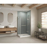 Maax - B3Round 4236 Acrylic Corner Right Shower Base in White with Anti-slip Bottom with Center Drain - White