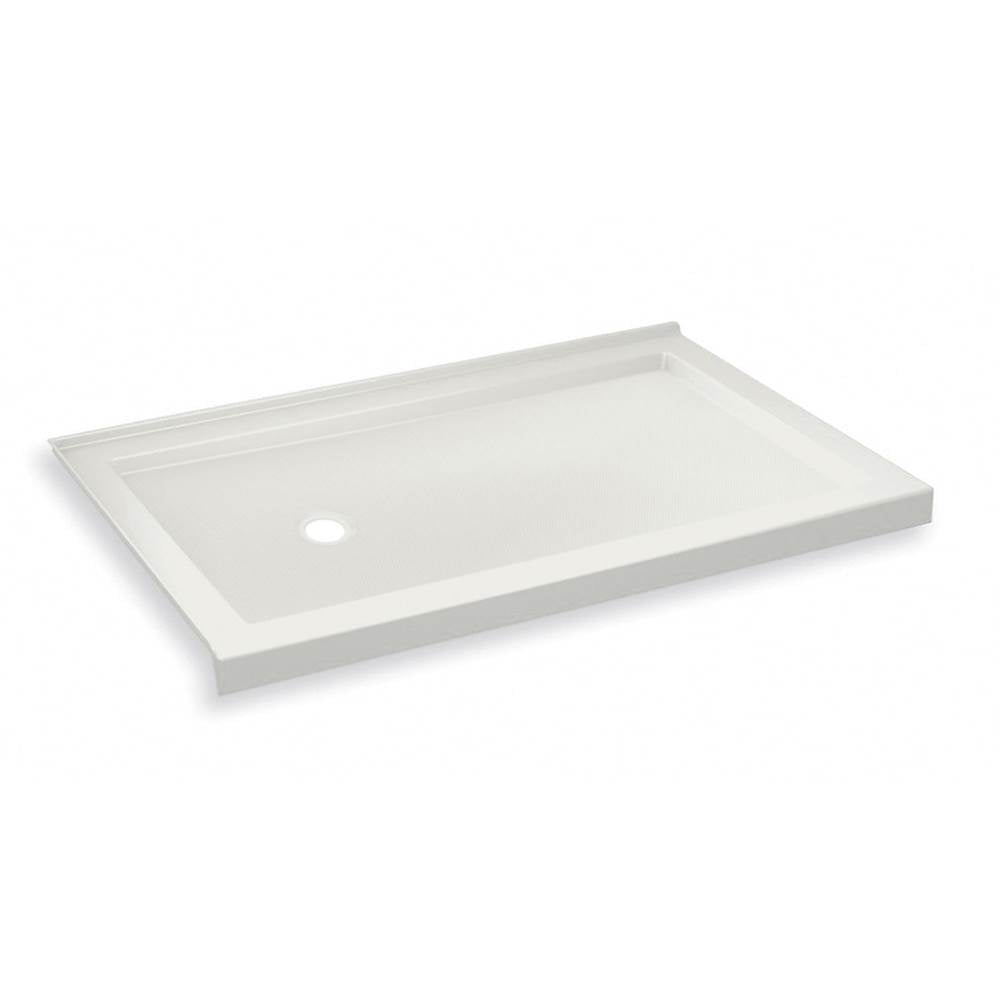 B3Round 6034 Acrylic Corner Left Shower Base in White with Anti-slip Bottom with Center Drain