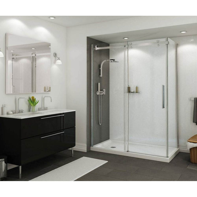 Maax - B3Round 6034 Acrylic Corner Left Shower Base in White with Anti-slip Bottom with Center Drain - White