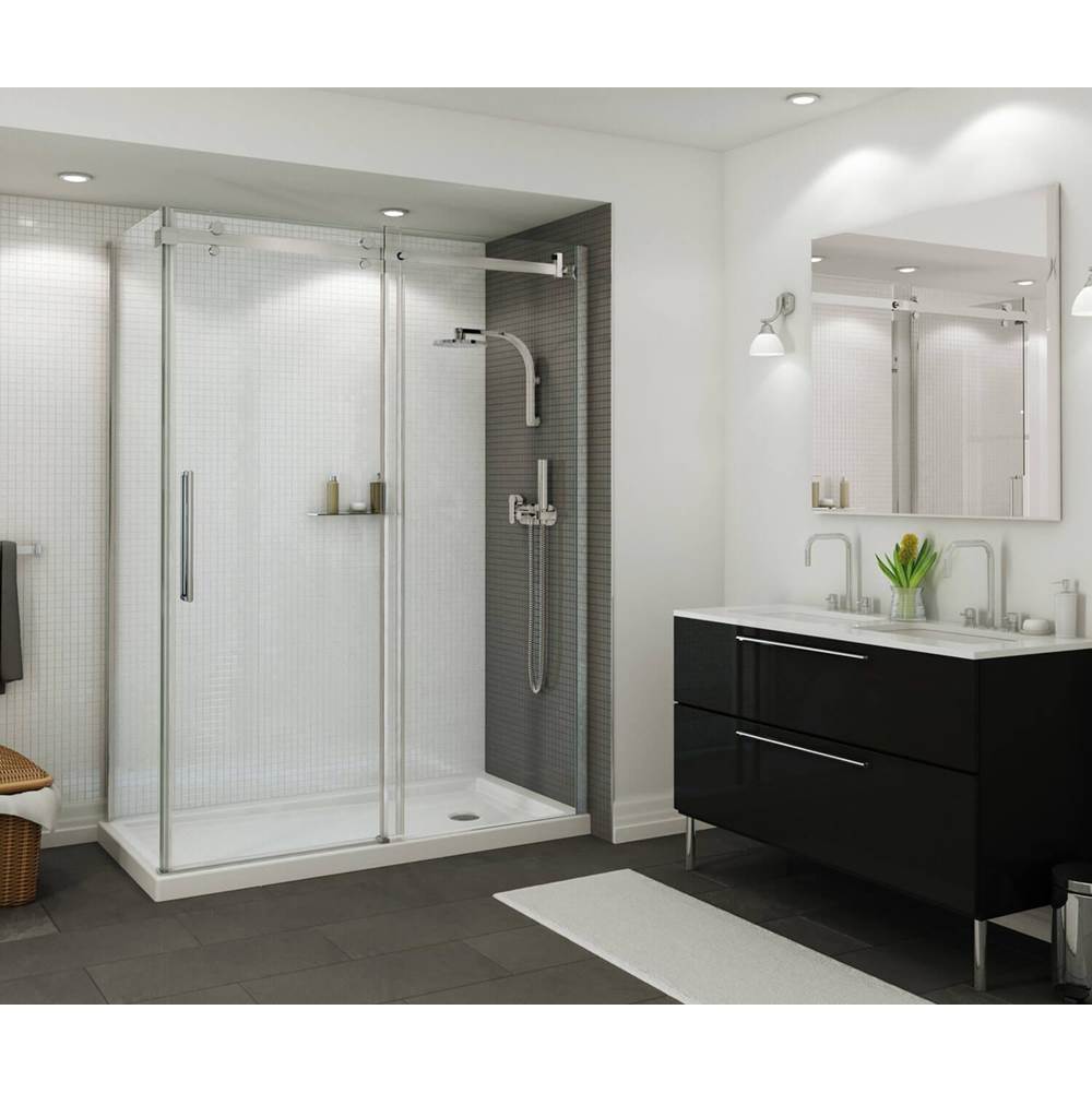 Maax - B3Round 6034 Acrylic Corner Right Shower Base in White with Anti-slip Bottom with Center Drain - White