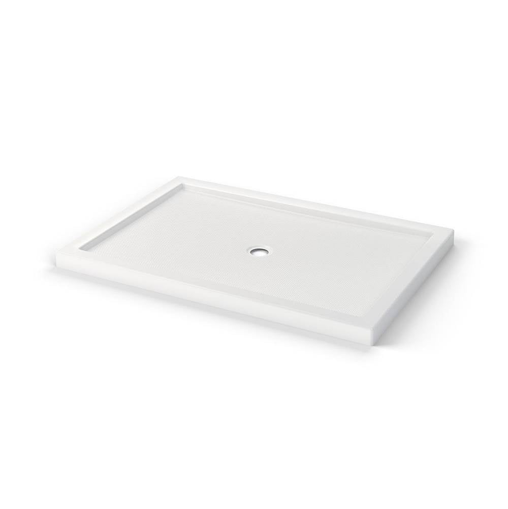 B3Round 6042 Acrylic Alcove Shower Base in White with Anti-slip Bottom with Center Drain