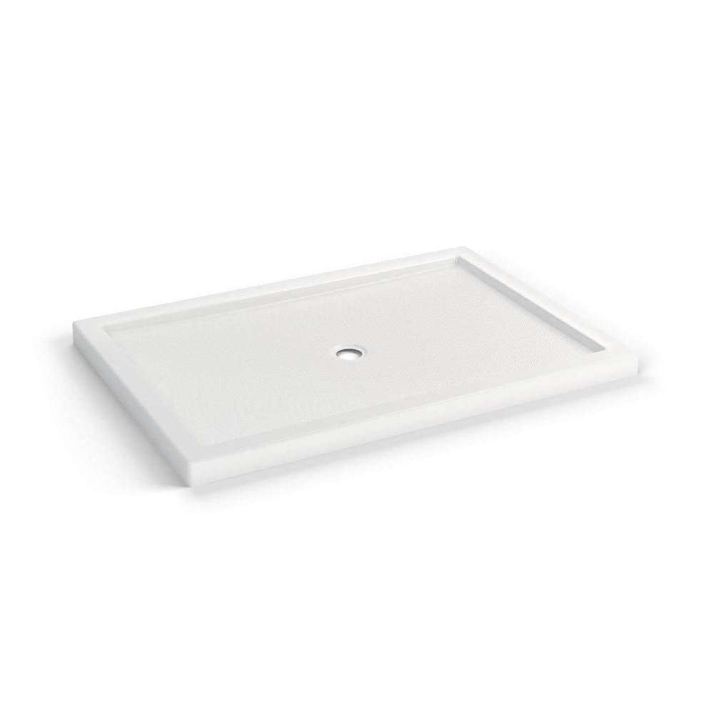 B3Round 6042 Acrylic Corner Left Shower Base in White with Anti-slip Bottom with Center Drain