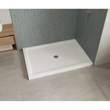 B3Round 6042 Acrylic Corner Right Shower Base in White with Anti-slip Bottom with Center Drain