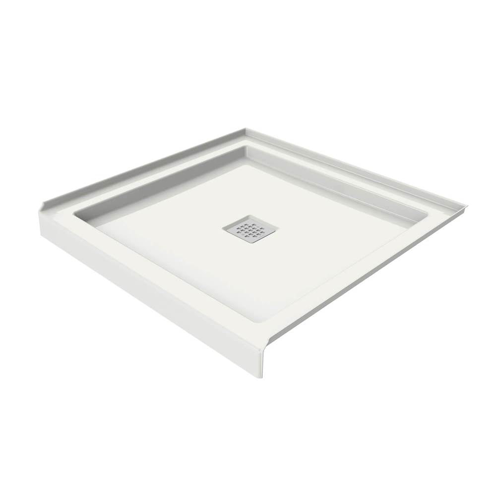 B3Square 3636 Acrylic Alcove Shower Base in White with Center Drain