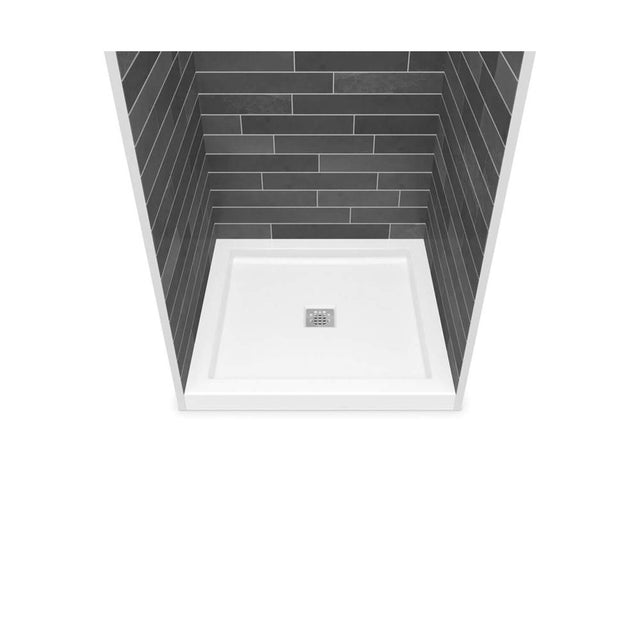 Maax - B3Square 3636 Acrylic Alcove Shower Base in White with Center Drain - White