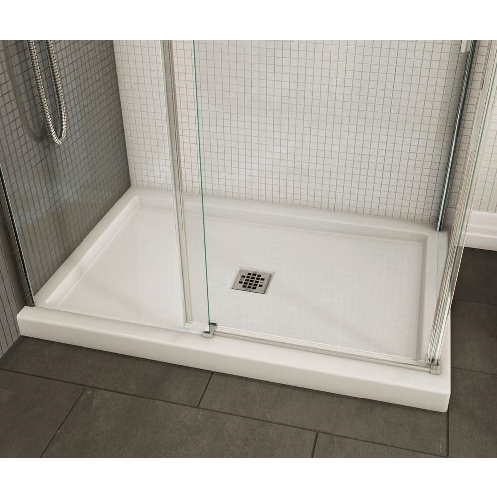 B3Square 4832 Acrylic Corner Left Shower Base in White with Center Drain