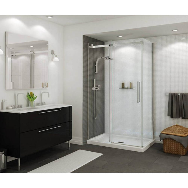Maax - B3Square 4832 Acrylic Corner Left Shower Base in White with Center Drain - White