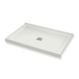 B3Square 4832 Acrylic Corner Right Shower Base in White with Center Drain