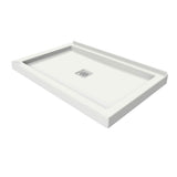 B3Square 4832 Acrylic Wall Mounted Shower Base in White with Center Drain