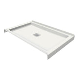 B3Square 4832 Acrylic Tunnel Shower Base in White with Center Drain