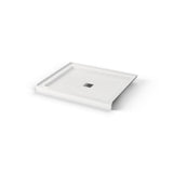 B3Square 4832 Acrylic Alcove Shower Base in White with Anti-slip Bottom with Center Drain