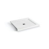 B3Square 4832 Acrylic Corner Left Shower Base in White with Anti-slip Bottom with Center Drain