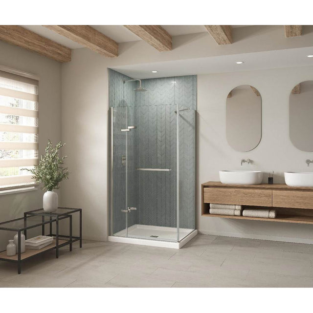 Maax - B3Square 4832 Acrylic Corner Left Shower Base in White with Anti-slip Bottom with Center Drain - White