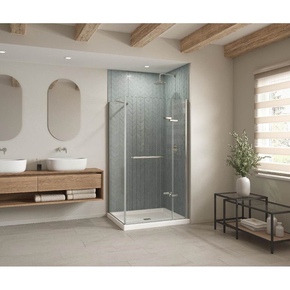 Maax - B3Square 4832 Acrylic Corner Right Shower Base in White with Anti-slip Bottom with Center Drain - White